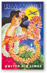 License: Vintage Hawaii United Airlines Poster