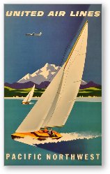 License: Vintage Pacific Northwest United Airlines Poster
