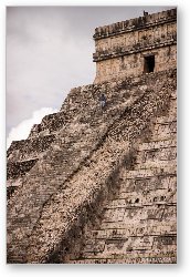 License: Worker climbing up the ruined side of El Castillo