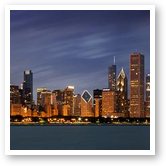 Chicago Skyline at Night Panoramic Wide
