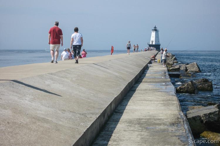 Ludington North Breakwater And Lighthouse Photograph By Adam Romanowicz