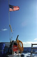 American flag on the boat stern