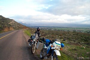 Back on the highway, rain and cold in the mountains (photo courtesy Falke)