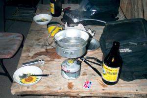 Today's dinner consisted of Ramen, Riceroni, and beer