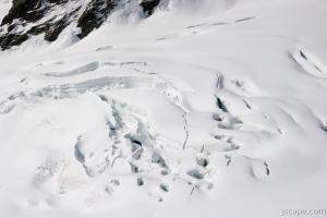 Crevasses in glacier