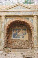 One of many colorful mosaics in Pompeii