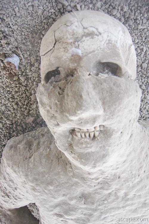 Plaster cast of body as it was when Pompeii was covered in hot ash