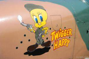 Nose art on Vietnam era Cessna O-2A