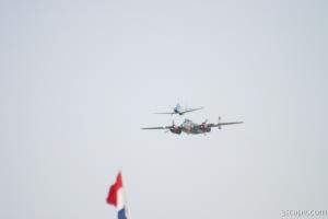 B-25 Mitchell with P-51 escort