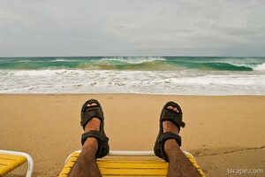 Adam relaxing and watching the waves