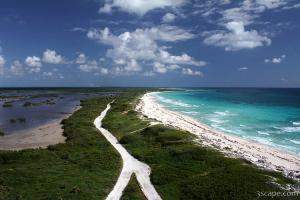 Next: View of the south side of the island from Punta Colarain Lighthouse