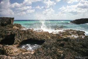 The Atlantic side of Cozumel is rocky with many natural bridges