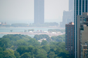 Huge crowds of people around North Ave. Beach