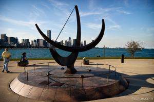 The sundial in front of Adler Planetarium