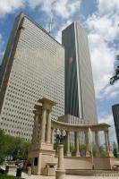 Prudential and Aon Buildings and Greek columns near Millenium Park