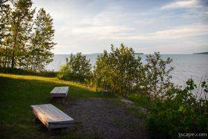 Benches looking out on Lake Superior