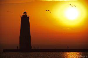 Sunset, Frankfort North Breakwater Lighthouse