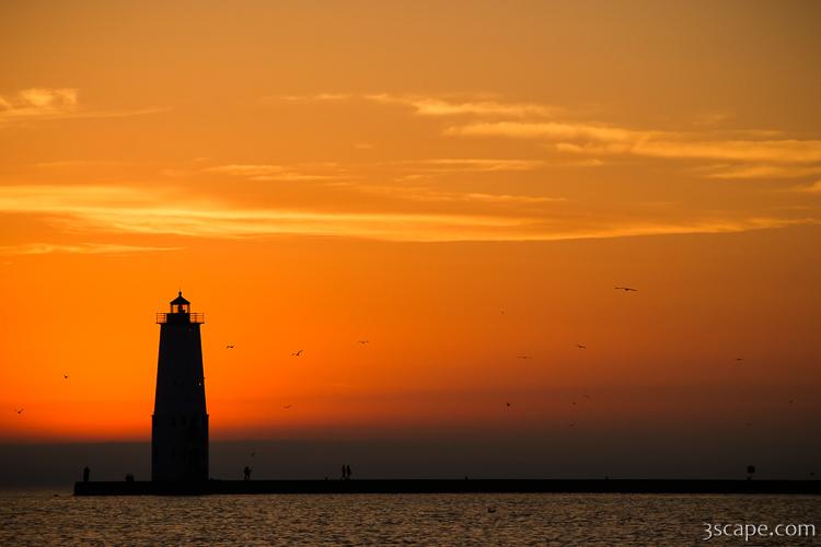 Sunset, Frankfort North Breakwater Lighthouse