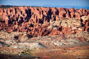 Huge rock formations in Arches N. P. (see the road on the bottom?)