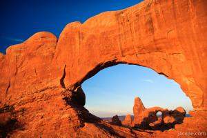 North Window and Turret Arch at Sunrise