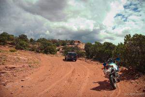 Jeep, KLR 650 on Sand Flats Road