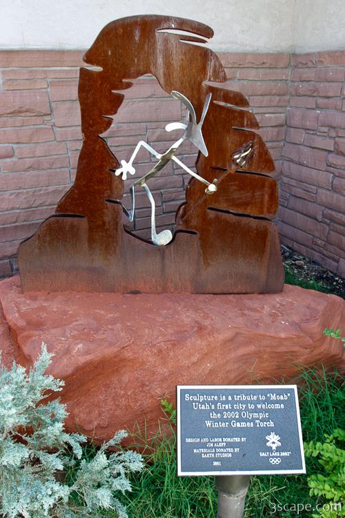 Sculpture is a tribute to Moab, Utah's first city to welcome the 2002 Olympic Winter Games Torch