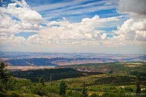 View of the desert valley from the much cooler mountains