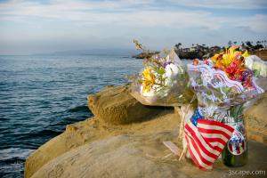 A memorial to someone who died near these bluffs