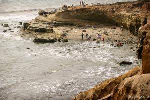 Small beach along the rocky shore