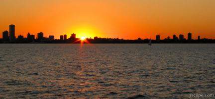The Milwaukee skyline at sunset