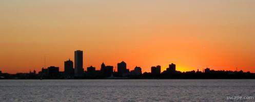 The Milwaukee skyline at sunset