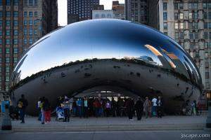 Crowds of people checking out Cloud Gate