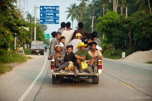 About 15 workers piled into the back of a pickup