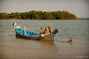 Kids on fishing boat