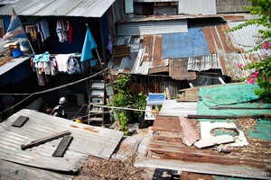 Thai homes along the train tracks (near Bangkok)