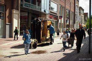 Street performers with a musical trailer