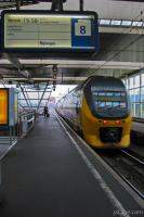 Intercity train pulling into Amsterdam Central station