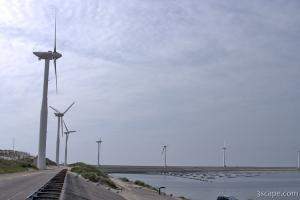 Wind turbines along the Delta Works