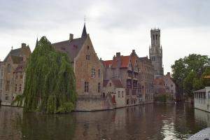 Medieval buildings and Belfry on the River Dijver