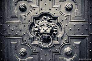 Old lion head door knocker