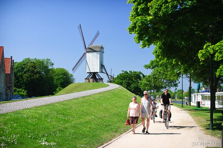 Pathway along the old moat, and four original windmills