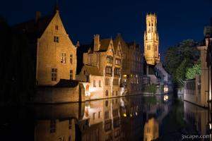 Next: Medieval buildings and Belfry reflecting in the River Dijver