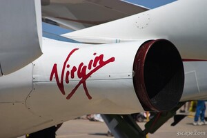 Virgin logo on SpaceShipOne, and signatures on rocket