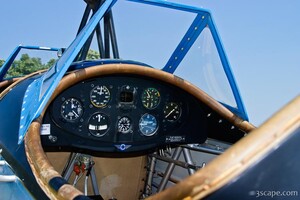 Open cockpit of a biplane