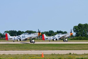 P-51D Mustangs 'Old Crow' and 'Gentleman Jim' on formation take-off