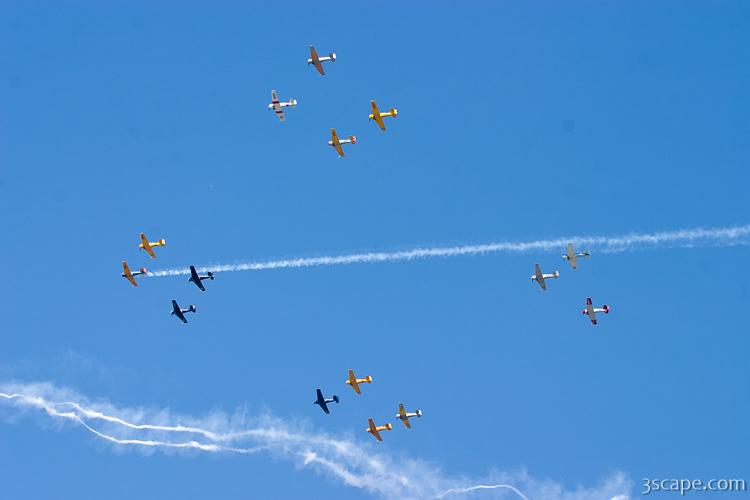 Warbirds flying in formation