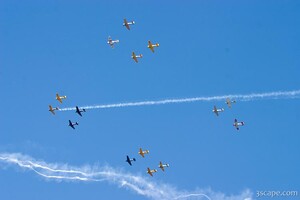 Warbirds flying in formation