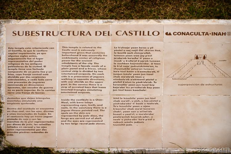 Plaque describing the substructure inside El Castillo