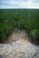 Looking down the steps of Coba's pyramid