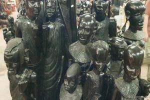 Carved ebony Maasai figures